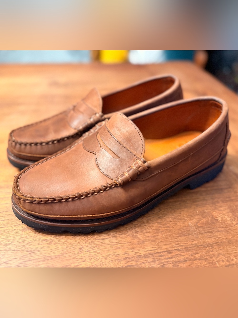 Allen Edmonds Sequoia brown leather penny loafers